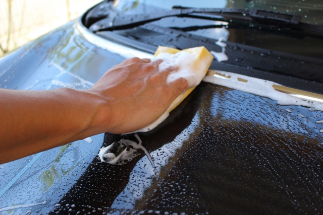 レクサスオーナー,特典,洗車をする男性の手の写真